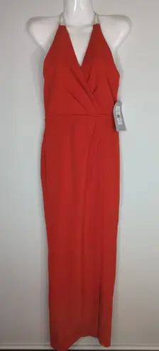 JS Collections Red Ruched Back V Neck Party Dress Women 2 NWT Valentine Holiday