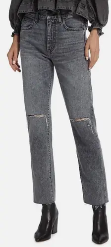 SLVRLAKE Hero Jeans Size 25 Midnight Rider NEW Distress High Rise Fray Straight Black