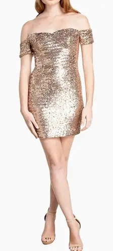 Dress the Population | Jada Gold Sequined Jersey Mini Dress Sz. Medium