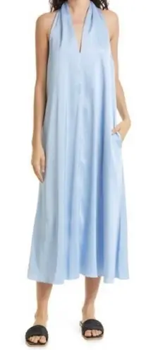 Samsoe Serenity Cille Light Blue Satin Slip Midi Dress 13096 Women's XL