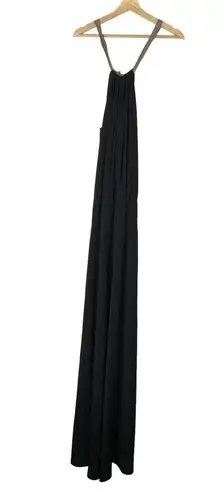 Julian Chang Black High Neck Halter Wide Leg Jumpsuit S