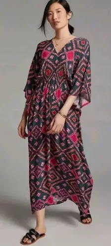 ***Rujuta Sheth Anthro Marie Cinched Caftan/Kaftan Pink Rose Diamond Print Dress Size undefined