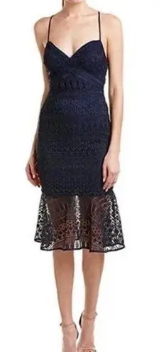 Likely  Revolve navy blue lace crochet darby cocktail dress size 4 wedding guest