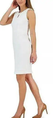 Kasper NWT  Pique Keyhole-Neck Sheath Dress in lily white