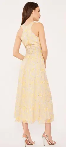 Likely Lucy Dress Size 8 NEW Green Tea Multi Lined Cut Out Hem Slit Georgette