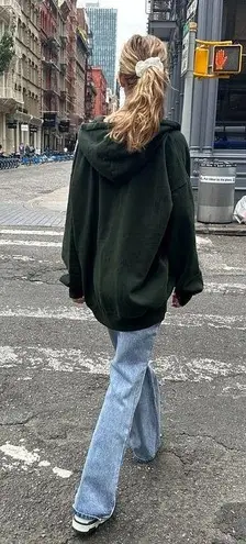 Brandy Melville Green Christy Zip Up Hoodie