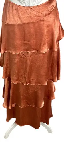 Maeve Copper Tiered Maxi Skirt | Viscose | Size 8