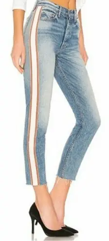 GRLFRND Size 26 Blue, Orange Karolina Stripe High Rise-Crop Jean