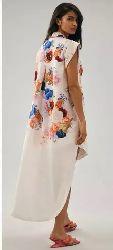 Maeve by Anthropologie Floral High-Low Button-Front Shirt Dress Sz Medium Petite