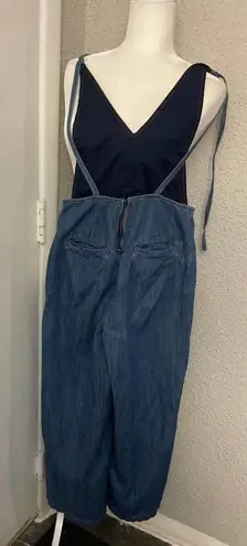 Forever 21  Denim V-Neck Adjustable Wideleg Jumpsuit Size S