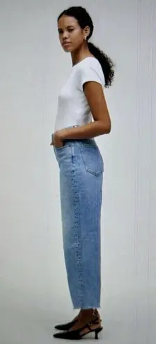 Madewell  Womens The Perfect Vintage Wide Leg Crop Jean Medium Blue Raw Hem 27T