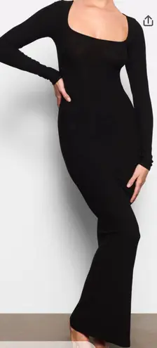SKIMS Ribbed Long Dress Black Size M