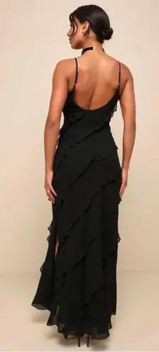 Lulus New  Sensational Possibilities Black Sleeveless Ruffled Maxi Dress