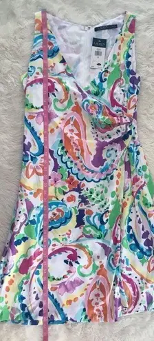 Ralph Lauren  Paisley Print Midi Dress Faux Wrap Sleeveless V-Neck Size 6 New