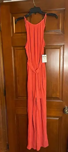 Bella Dahl Smocked back Cami jumpsuit in Papya red