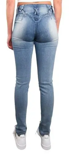 L.A. Concepts Y2k Vintage High Rise Yoke Jeans Bling Tattoo Size 24" Blue