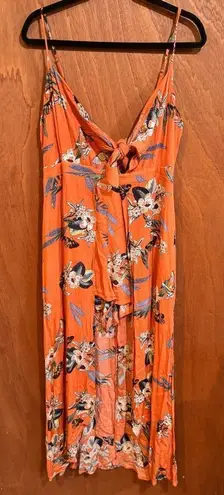 Pull &‎ Bear orange tropical one piece shorts romper size xl - Image 1