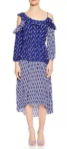 Sandro Lightning Bolt Bare Shoulder Crepe Midi Dress
Blue Kemila Size M