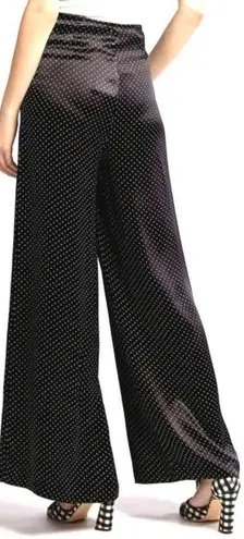 Ganni Black Polka Dot Satin Cameron Wide Leg Pant