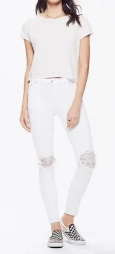 Mother Denim High Waisted Looker Ankle Fray in Little Miss Lacey Size 25 White