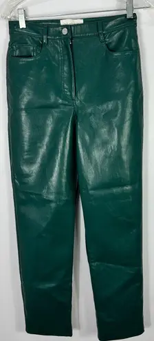 Wilfred Pants 4 Aritzia Melina Faux Green Leather Straight Edgy Grunge 90s Indie