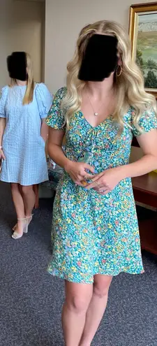 19 Cooper Green Floral Short Sleeve Mini Dress