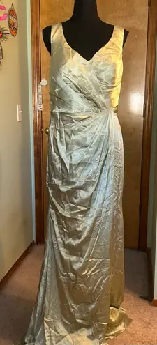 NWOT light green satin sleeveless Mother of the Bride dress wrap around size 14