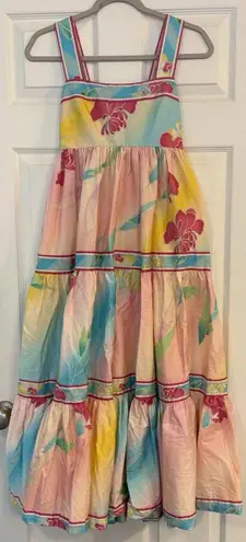 Hunter Bell Sundress Sz XS Rita Midi Tiered Ruffle Smocked Full Skirt Easter