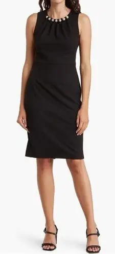 Eliza J Faux Pearl Sleeveless Shift Dress Classic Little Black Dress Size 12 NWT