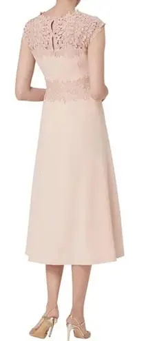 L.K. Bennett Selene Lace & Crepe Cap Sleeve Fit & Flare Midi Dress Blush Women 2 Pink