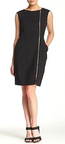 Ellen Tracy Black Front Zip Crepe Sheath Dress