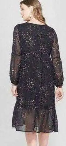 Isabel Maternity Dress XS Sheer Star Print Metallic Maternity