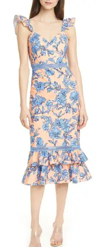 Alice + Olivia Jade Floral ruffle Strap Midi Dress