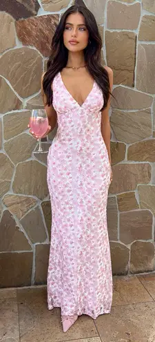 Beginning Boutique Farida Pink Lace Maxi Dress