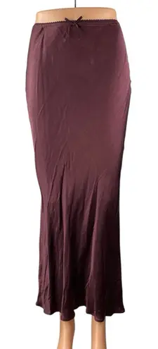 Miss Selfridge Red Burgundy Silk Satin High Waisted Pencil Midi Slip Skirt Sz XS