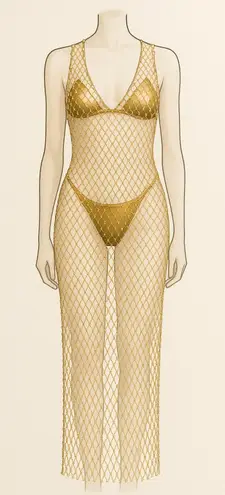 Hot & Delicious Rhinestone Beaded Cover Up Dress Beach Party Rave Festival - Image 1