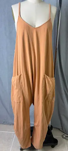 FP Movement Hot Shot Onesie L Toasted Coconut Slouchy Jumpsuit Comfy Loungewear Orange Size L