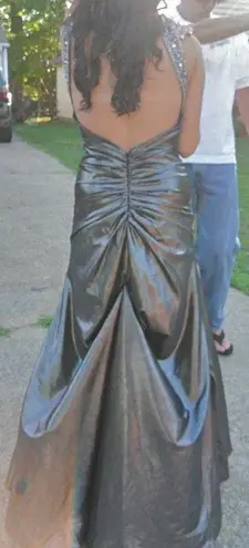 Metallic Silver Prom Dress Size 4