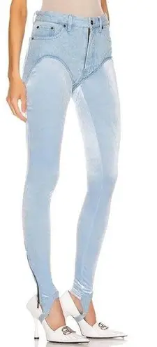 Y/PROJECT Opening Ceremony Stirrup Short Jeans In Ice Blue EUC $790 Size 2