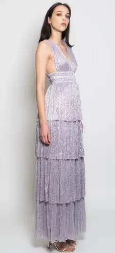 Sabina Musayev Alpha Pleated Knit Layered Maxi Dress, Lilac/Purple Size XL NEW