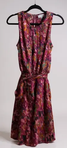 Evereve Floral Print Sleeveless Tie Waist Midi Dress Women's Size M