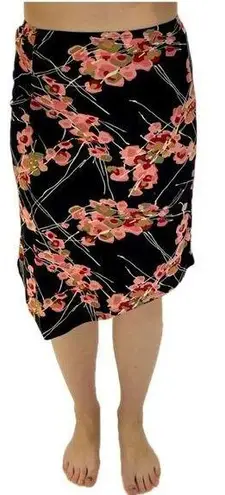 Max and Cleo Black Pink Floral Stretch Asymmetrical Skirt Women’s Size XS