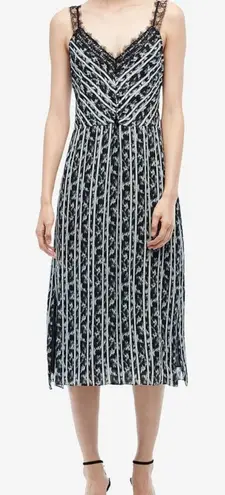 Jason Wu Ikate Striped Patterned Lace Trim Slip Midi Dress NWOT Sz 4