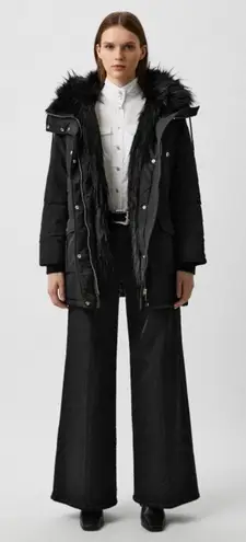 The Kooples NWT Memory Sweet Black Hooded Faux Fur Parka Women’s Size Small