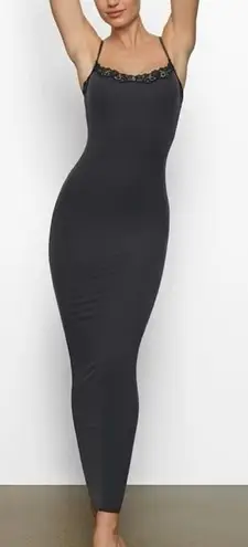 SKIMS Fits Everybody Lace Long Slip Dress Onyx Size XXS