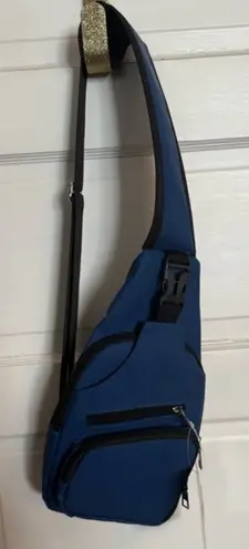 Navy Blue Sling Backpack Crossbody Bag with Multiple Zippered Compartments NWT