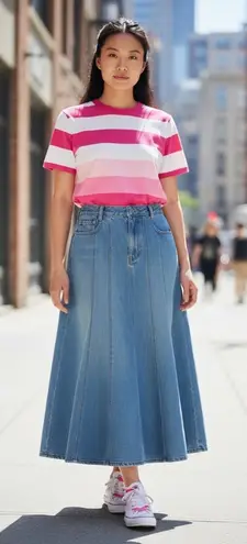 Baccini Bacccini Women's Long Flare Denim Jean Skirt