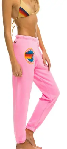 Aviator Nation Neon Logo Sweatpant in Neon Pink