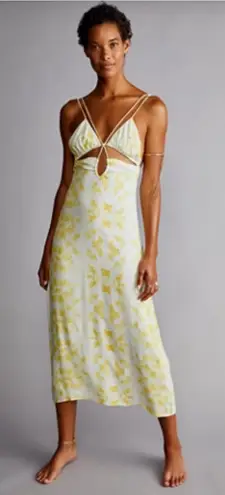 Free People Third Form Women's Yellow/White Ring Out Slip Dress Size 4 Yellow