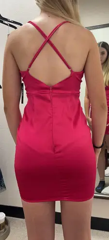 Dillard's Pink Satin Semi-Formal Dress